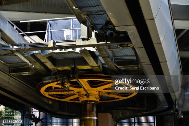 the montjuïc cable car, barcelona - cable pulley wheels stock pictures, royalty-free photos & images