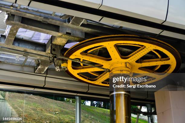 the montjuïc cable car, barcelona - cable pulley wheels stock pictures, royalty-free photos & images