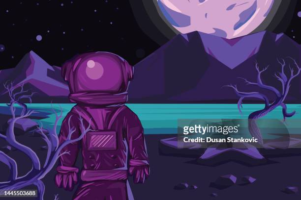 astronaut in space - galaxy space explore stock illustrations
