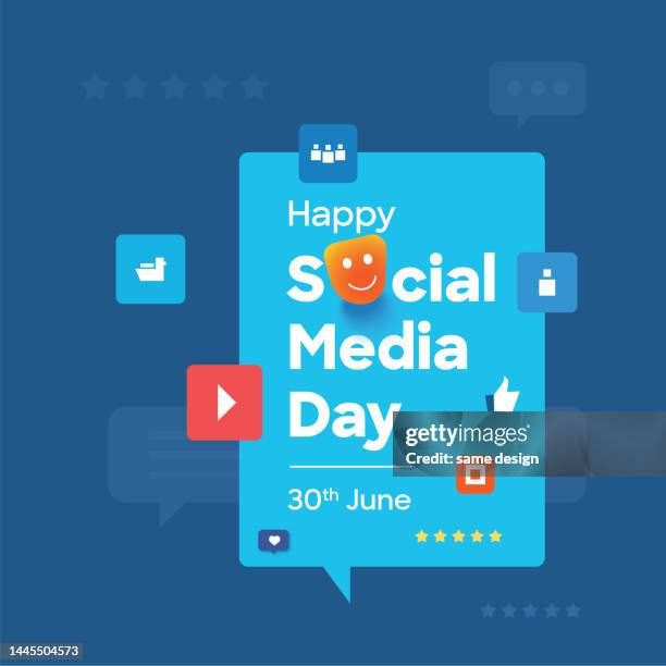 stockillustraties, clipart, cartoons en iconen met happy social media day - live streaming