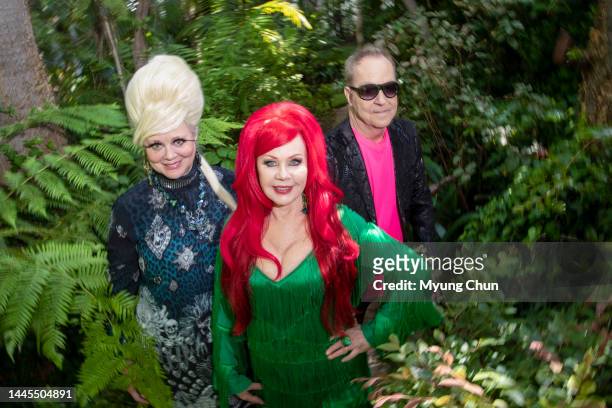 Cindy Wilson, Kate Pierson and Fred Schneider of The B-52's are photographed for Los Angeles Times on April 27, 2022 in West Hollywood, California....