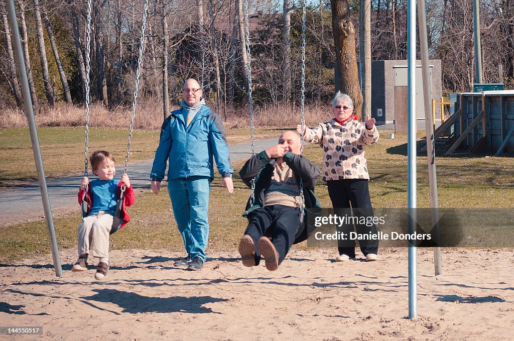 Family fun on swings