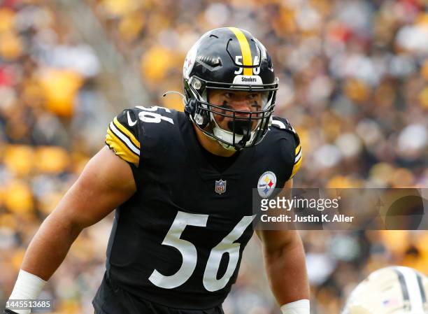 Alex Highsmith of the Pittsburgh Steelers in action against the New Orleans Saints on November 13, 2022 at Acrisure Stadium in Pittsburgh,...