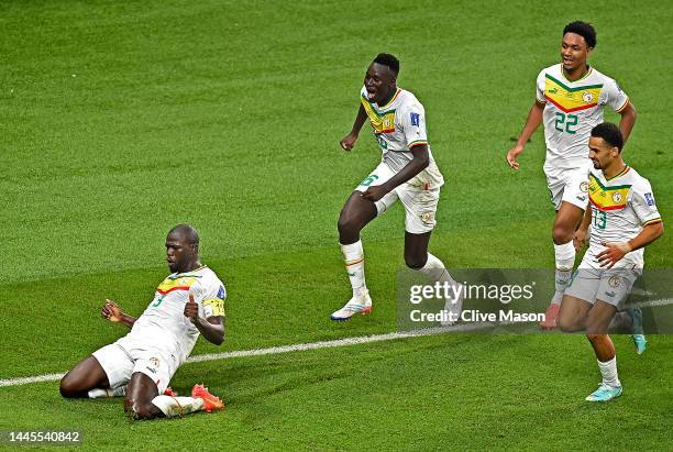 Kalidou Koulibaly of Senegal celebrates after scoring their team’s second goal during the FIFA World Cup Qatar 2022 Group A match between Ecuador and...