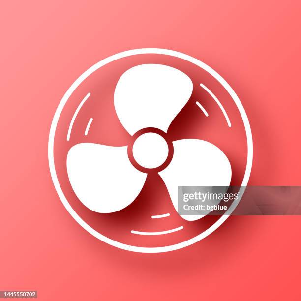 ilustrações, clipart, desenhos animados e ícones de ventilador. ícone no fundo vermelho com sombra - exhaust fan