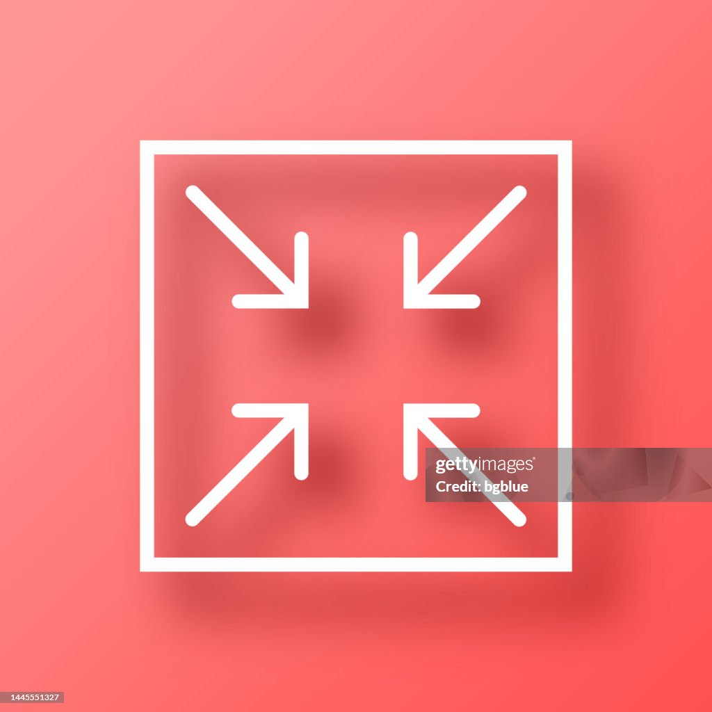 Minimizar. Icono sobre fondo rojo con sombra
