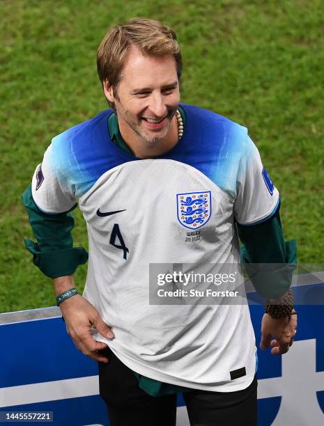 Singer Chesney Hawkes reacts during the FIFA World Cup Qatar 2022 Group B match between Wales and England at Ahmad Bin Ali Stadium on November 29,...