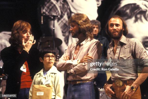 Robin Gibb, Barry Gibb and Maurice Gibb attend the rehearsals for "A Gift of Song" UNICEF Concert on January 19, 1979 at the United Nations in New...