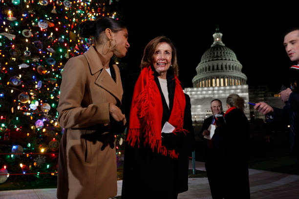 DC: Speaker Nancy Pelosi Hosts Annual Lighting Of The Capitol Christmas Tree