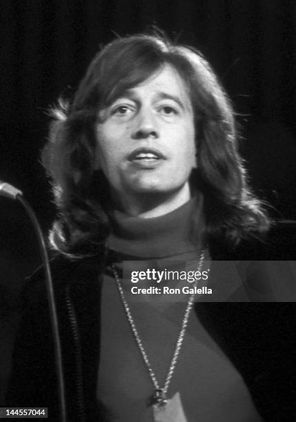 Robin Gibb attends the rehearsals for "A Gift of Song" UNICEF Concert on January 19, 1979 at the United Nations in New York City.