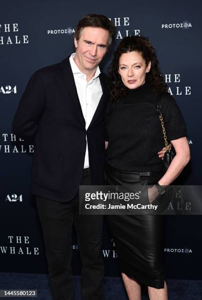 Jack Davenport and Michelle Gomez attend "The Whale" New York Screening at Alice Tully Hall, Lincoln Center on November 29, 2022 in New York City.