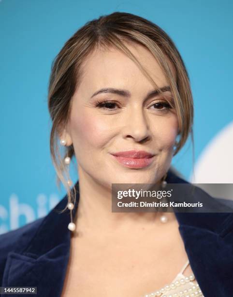 Alyssa Milano attends the 2022 UNICEF Gala at The Glasshouse on November 29, 2022 in New York City.