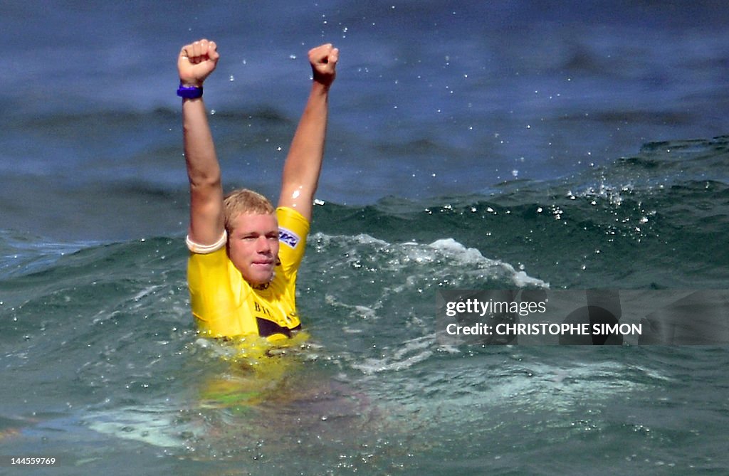 US John John Florence, of Hawaii, celebr