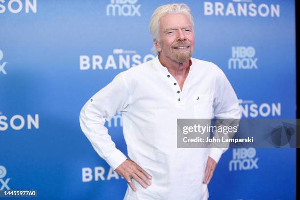 Sir Richard Branson attends "Branson" New York Premiere at HBO Screening Room on November 29, 2022 in New York City.