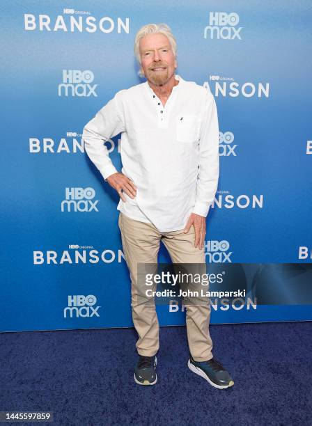 Sir Richard Branson attends "Branson" New York Premiere at HBO Screening Room on November 29, 2022 in New York City.