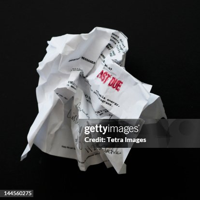 Studio shot of crumpled document Studio shot of crumpled document