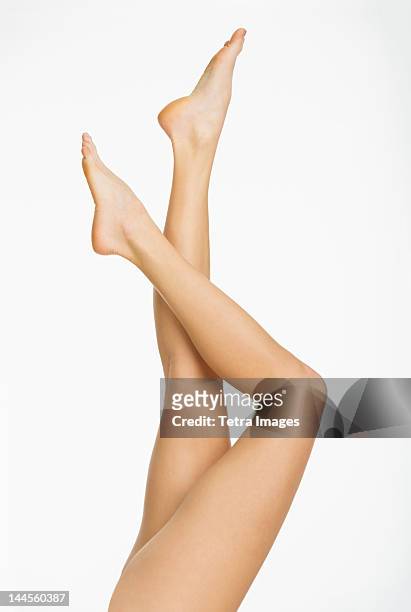 studio shot of young woman's legs - womens beautiful feet 個照片及圖片檔