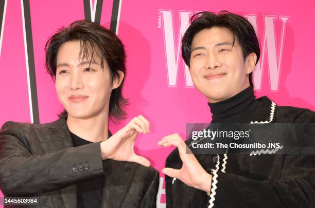 Hope and RM of BTS attend W Korea annual Breast Cancer Awareness Campaign "Love Your W" at Four Seasons Hotel on October 28, 2022 in Seoul, South...