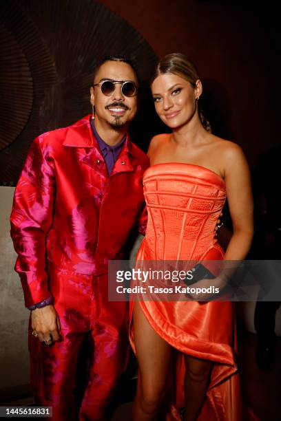 Quincy Brown and Hannah Stocking attend BASIC Magazine 20th Anniversary Issue Release At Mila Lounge Private Club During Miami Art Basel at MILA...