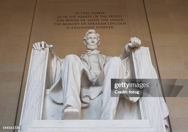 usa, washington dc, low angle view of lincoln memorial - lincoln memorial stock pictures, royalty-free photos & images