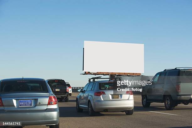 usa, washington dc, traffic and blank billboard - roadblock stock-fotos und bilder
