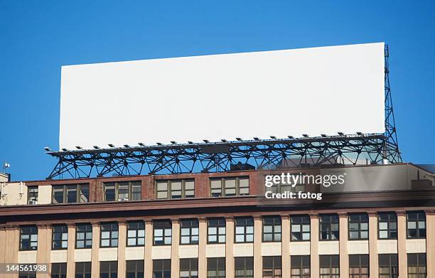 usa, new york, new york city, blank banner on top of building - 橫向 個照片及圖片檔