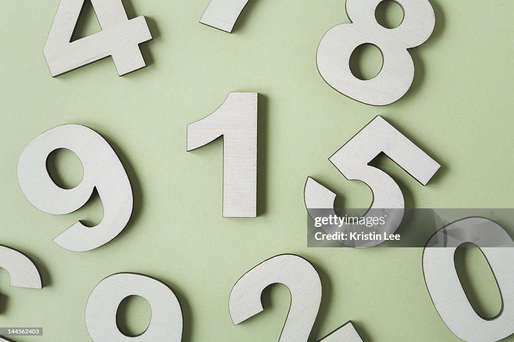 Numbers on white background, studio shot