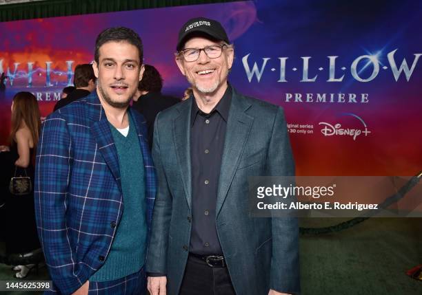 Jonathan Kasdan and Ron Howard attend Lucasfilm and Imagine Entertainment's "Willow" Series Premiere in Los Angeles, California on November 29, 2022....