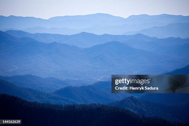 usa, tennessee, nashville, great smoky mountains national park, mountain range in fog - グレートスモーキー山脈 ストックフォトと画像