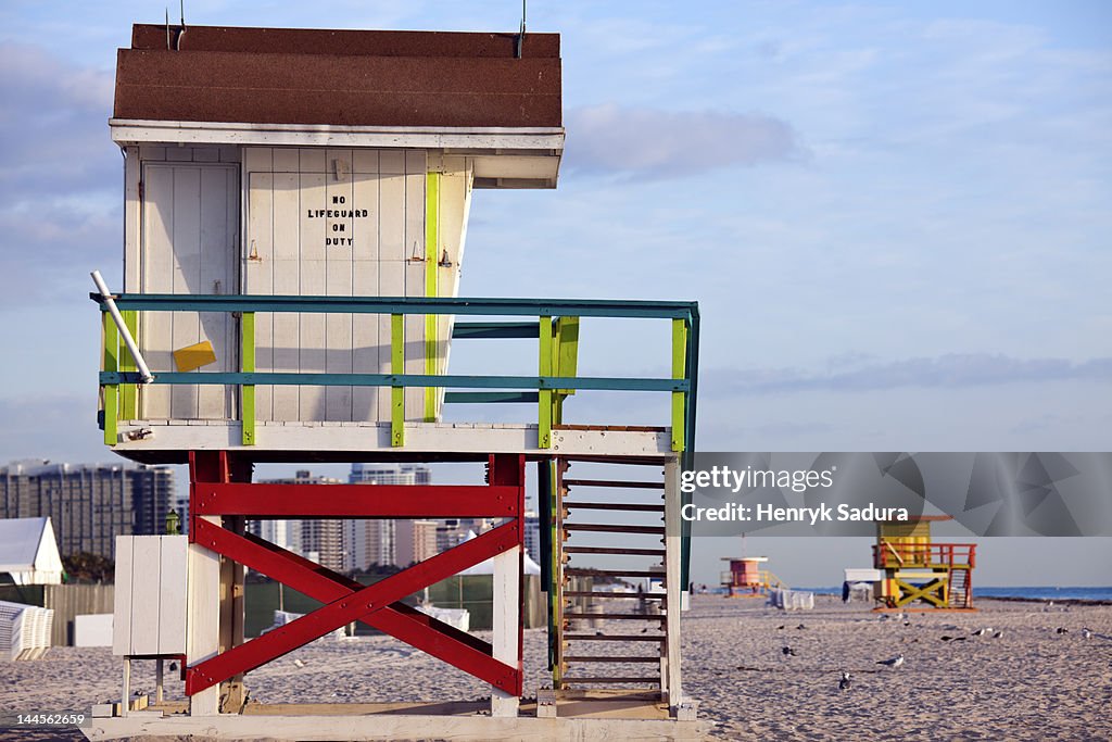 USA, Florida, Miami Beach, Lifeguard hut