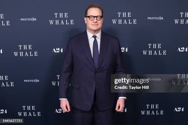 Brendan Fraser attends a New York screening of "The Whale" at Alice Tully Hall, Lincoln Center on November 29, 2022 in New York City.