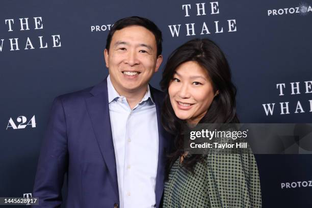 Andrew Yang and Evelyn Yang attend a New York screening of "The Whale" at Alice Tully Hall, Lincoln Center on November 29, 2022 in New York City.