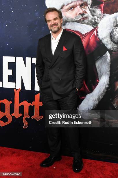 David Harbour attends the premiere of Universal Pictures' "Violent Night" at TCL Chinese Theatre on November 29, 2022 in Hollywood, California.