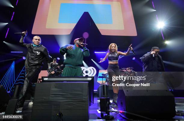 Taboo, will.i.am, J. Rey Soul, and APL.DE.AP of Black Eyed Peas perform onstage during iHeartRadio 106.1 KISS FM's Jingle Ball 2022 presented by...