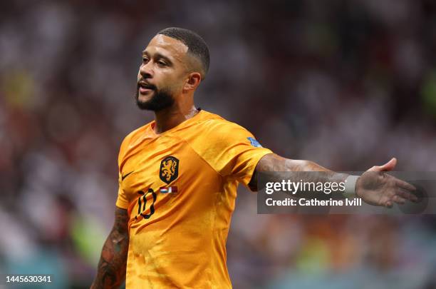 Memphis Depay of Netherlands during the FIFA World Cup Qatar 2022 Group A match between Netherlands and Qatar at Al Bayt Stadium on November 29, 2022...