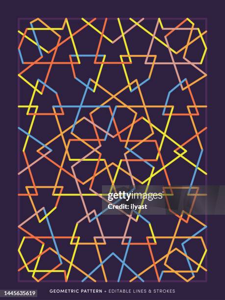 islamic geometric line pattern - islamic texture stock illustrations