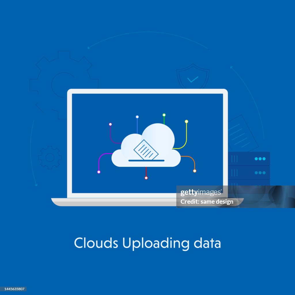 Uploadign Digitally Cloud Uploading Data Concept High-Res Vector Graphic - Getty ...