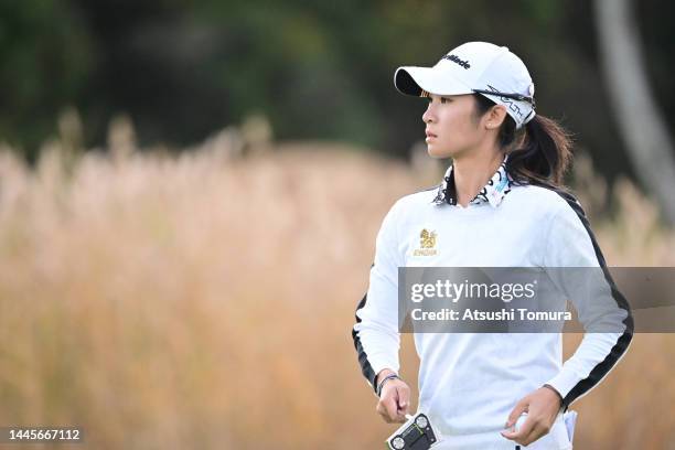 Saipan of Thailand looks on during the second round of the JLPGA Qualifying Tournament at JFE Setonaikai Golf Club on November 30, 2022 in Kasaoka,...