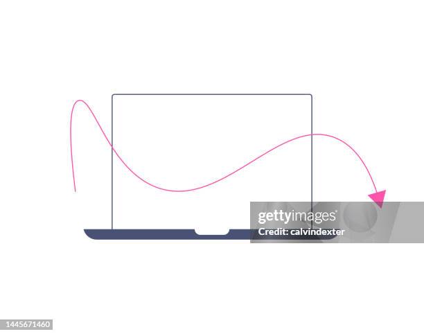 Laptop Computer Lines And Arrow Symbols Editable Strokes High-Res ...