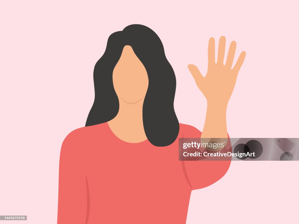 Jovem Mulher Mostrando Gesto de Parar Contra a Violência. Conceito Stop Violence