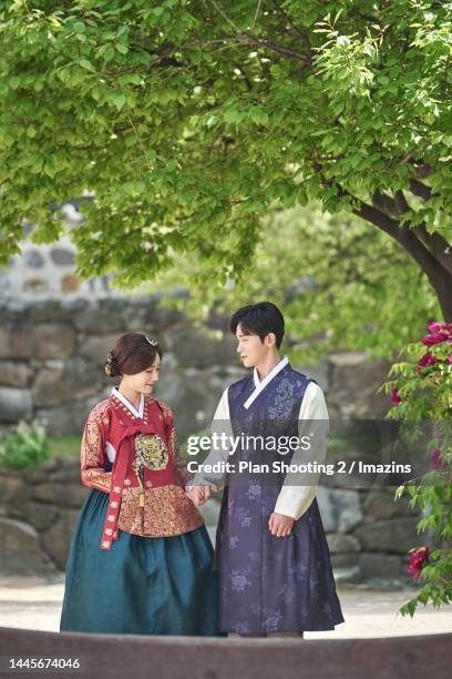 hanbok, traditional culture, marriage, wedding, traditional costume - korea tradition stock pictures, royalty-free photos & images