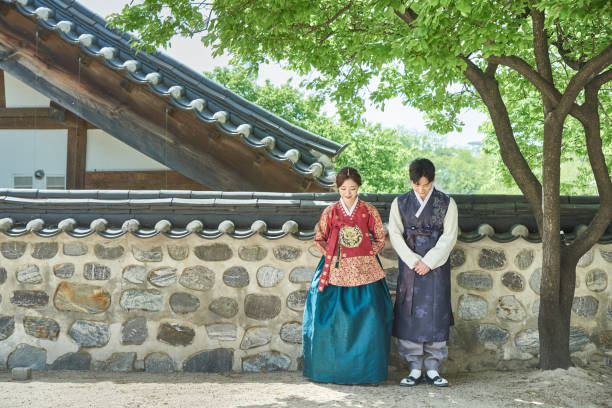 A korean couple bowing
