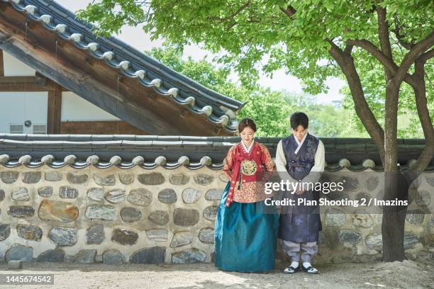 hanbok, traditional culture, marriage, wedding, traditional costume - korea traditional stock pictures, royalty-free photos & images