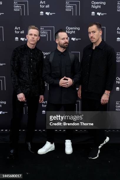 Rufus Du Sol arrive at the Art Gallery of New South Wales' new building opening night on November 30, 2022 in Sydney, Australia.
