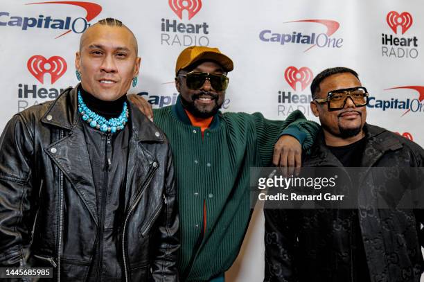Taboo, will.i.am, and APL.DE.AP of Black Eyed Peas attend iHeartRadio 106.1 KISS FM's Jingle Ball 2022 presented by Capital One at Dickies Arena on...