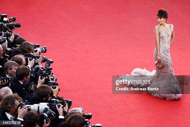 Actress Eva Longoria attends opening ceremony and "Moonrise Kingdom" premiere during the 65th Annual Cannes Film Festival at Palais des Festivals on...