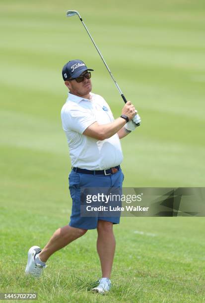 George Coetzee of South Africa in action prior to the Investec South African Open Championship at Blair Atholl Golf & Equestrian Estate on November...