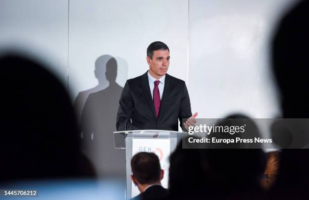 The President of the Government, Pedro Sanchez, speaks at the opening of the presentation ceremony of the Pact for the 'Digital Generation', at the...