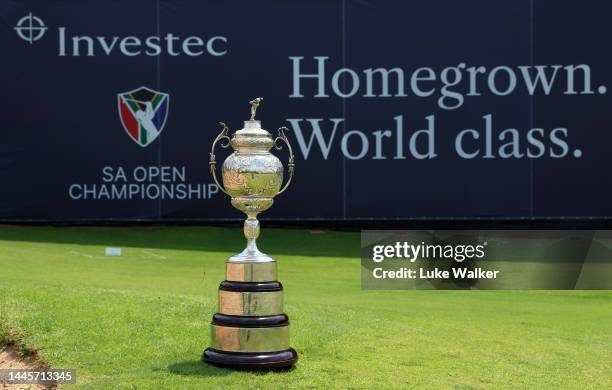 View of the South African Open Trophy prior to the Investec South African Open Championship at Blair Atholl Golf & Equestrian Estate on November 30,...