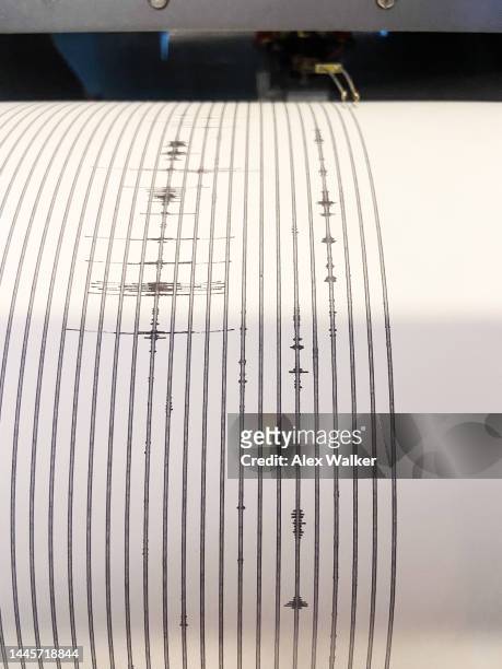 seismograph paper showing lines - california earthquake stock pictures, royalty-free photos & images